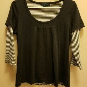 Ladies Boden Sz 14 cotton Navy Stripe Top
